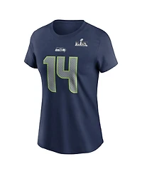 Nike Women's Sam Darnold College Navy Seattle Seahawks Super Bowl Lx Patch Name Number T-Shirt