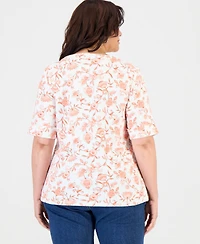 Style & Co Plus Cuffed Elbow-Sleeve Top, Macy's Exclusive