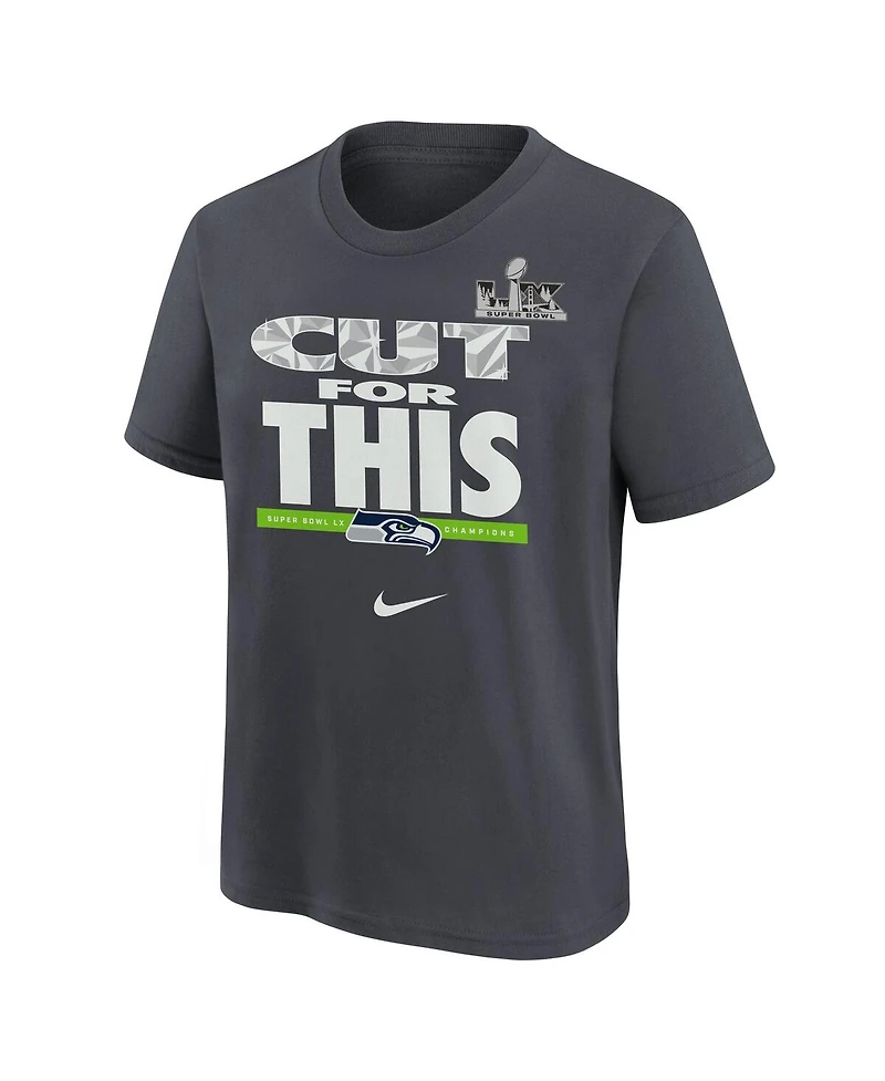 Nike Big Boys and Girls Charcoal Seattle Seahawks Super Bowl Lx Champions Parade T-Shirt