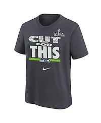 Nike Big Boys and Girls Charcoal Seattle Seahawks Super Bowl Lx Champions Parade T-Shirt