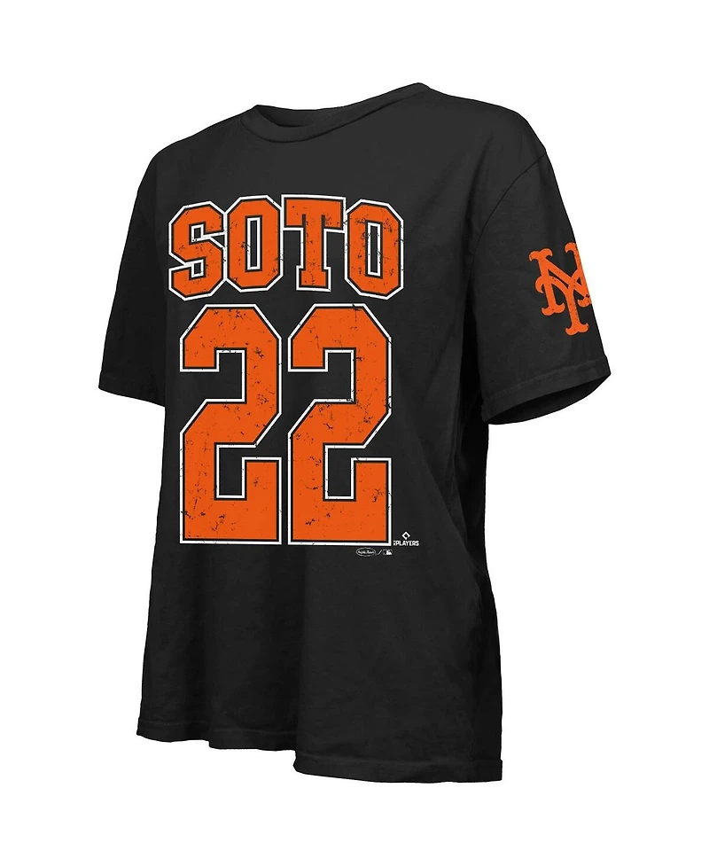 Majestic Threads Women's Juan Soto Black New York Mets Oversized Name Number T-Shirt