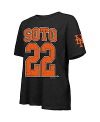 Majestic Threads Women's Juan Soto Black New York Mets Oversized Name Number T-Shirt