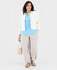 Style & Co Plus Cotton Johnny Collar Tank, Macy's Exclusive