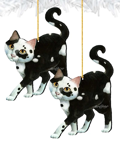 Designocracy Cookie and Creme Cat Holiday Ornaments, Set of 2