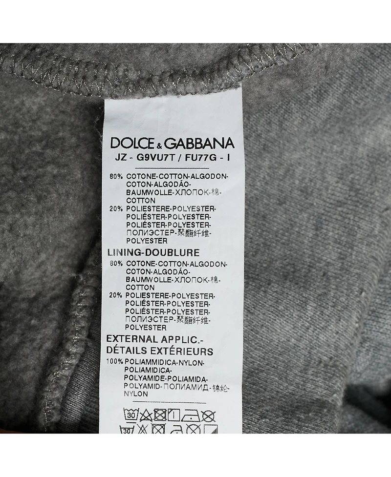 Pre-Owned Dolce & Gabbana Men's Pre-Owned Dolce and Gabbana Grey Graffiti Logo Print Jersey Hoodie