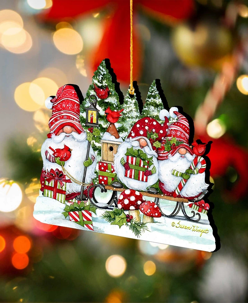 Designocracy Christmas Gnomes Holiday Ornaments, Set of 2