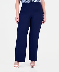 Anne Klein Plus Pull-On High-Rise Wide-Leg Pants