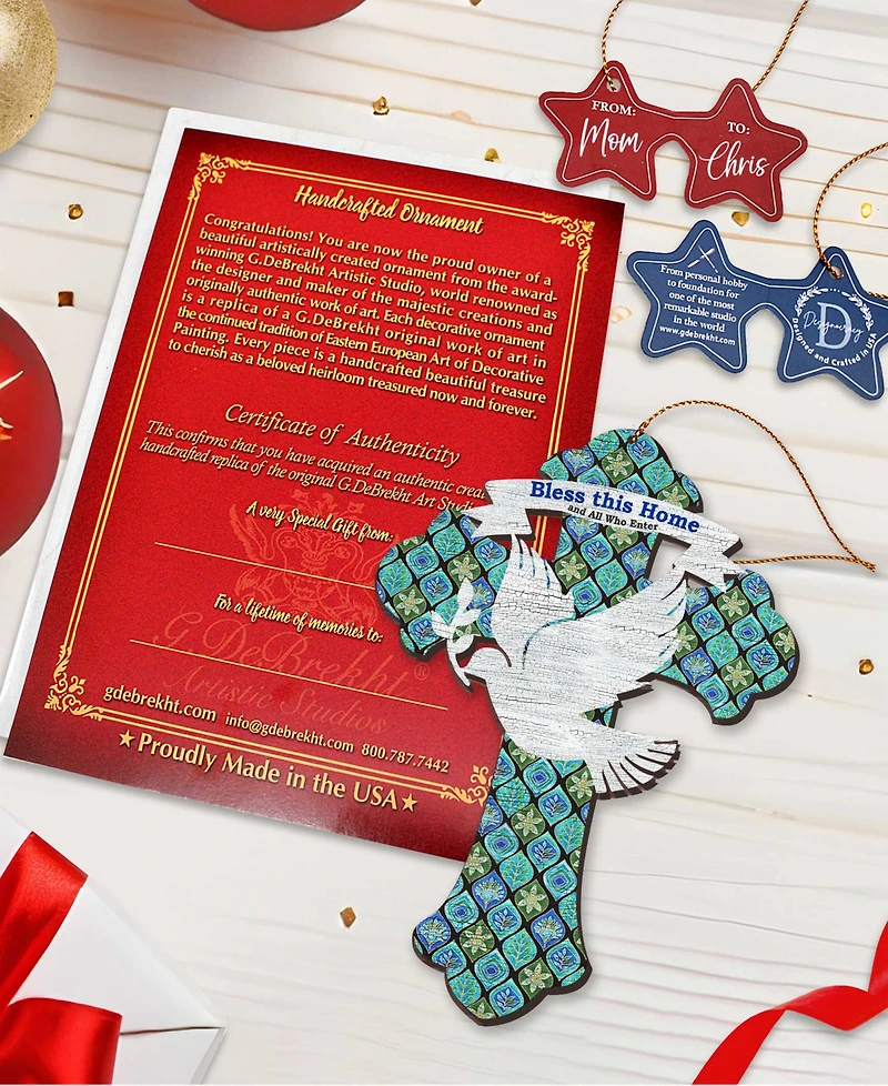 Designocracy Blessings Cross Holiday Ornaments, Set of 2