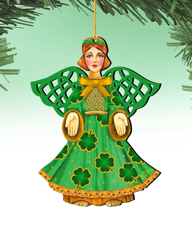 Designocracy Irish Angel Holiday Ornaments, Set of 2