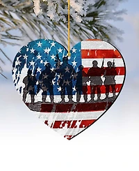 Designocracy Usa Military-Inspired Heart Holiday Ornaments, Set of 2