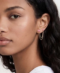 Ettika Double Piercing Chain Dangle Earrings