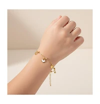 GiGiGirl 14k Yellow Gold Plated Adjustable Bracelet with Heart Charms and Beads for Kids