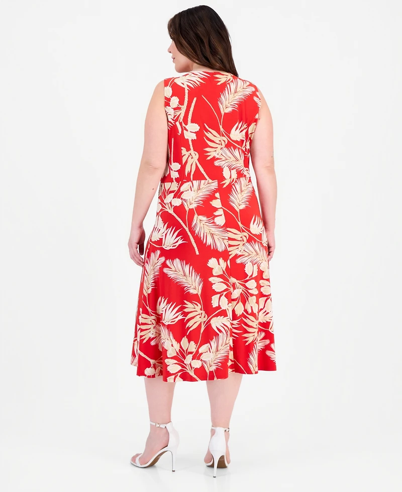 Anne Klein Essentials Plus Faux-Placket A-Line Dress