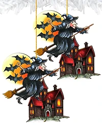 Designocracy Christmas Witch Holiday Ornaments, Set of 2
