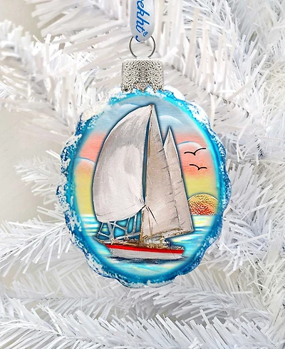 Designocracy Flower Sailboat Mercury Holiday Ornament