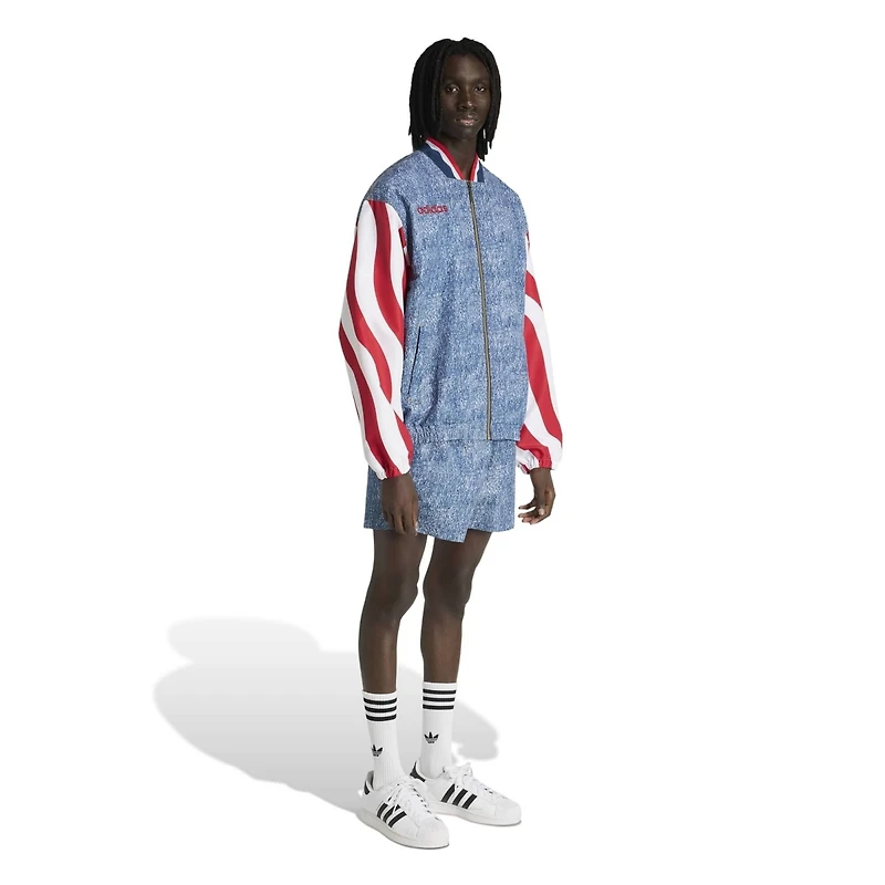 Adidas Men's Blue Usa Soccer 1994 Denim Graphic Full-Zip Track Jacket