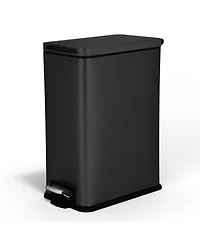 Home Zone Living 8 Gallon Slim Stainless Steel Kitchen Trash Can with Step Pedal and Soft Close Lid