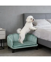 6thdruple Velvet Dog Sofa, Pet Couch with Wooden Legs, Large Pet Bed for Medium and Large Dogs