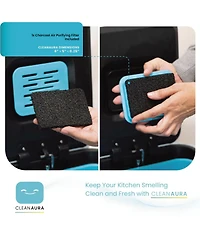 Home Zone Living 19 Gallon Stainless Steel Dual Trash and Recycling Can with CleanAura Odor Control Soft Close Lid