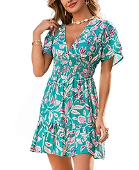 Cupshe Women's Palm Vacay Tropical Mini Beach Dress