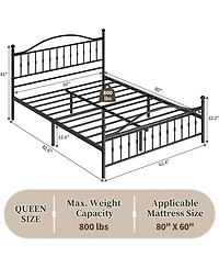 gaomon Metal Platform Bed Frame with Vintage Circular Headboard and Footboard, Heavy-Duty Iron Frame, No Box Spring Needed, Noise-Free Design