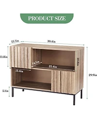 gaomon Farmhouse Entryway Table with Storage Shelves & Metal Legs - Wooden Sideboard Buffet Cabinet, Sofa Table for Living Room, Dining Room