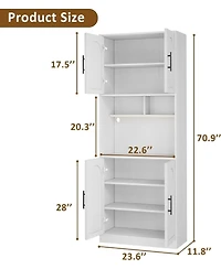 gaomon Tall Pantry Cabinet with Countertop, Kitchen Cabinets with Led Light Strip & Microwave Shelf
