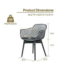 Aoodor Modern Dining Chairs Set of 2, Weather-Resistant Plastic Cafe with Ergonomic Back and Non-Slip Pad, Suitable for Patio, Restaurant