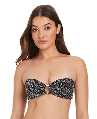 Red Carter Women's Bandeau Neck Embroidered Bikini Top