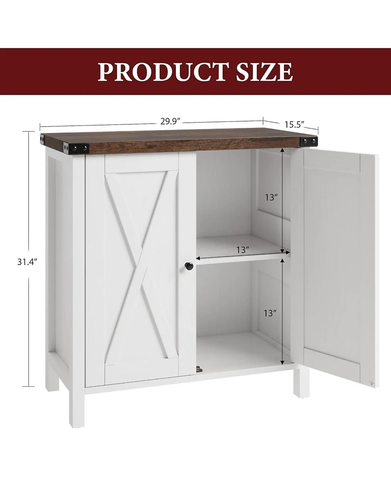 gaomon Small Storage Cabinet 2 Piece, Farmhouse Sideboard Buffet with 2 Doors & Adjustable Shelves, Entryway Console Cabinet for Living Room