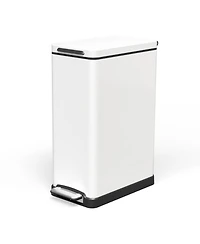 Home Zone Living 12 Gallon Slim Stainless Steel Kitchen Trash Can with Step Pedal and Soft Close Lid