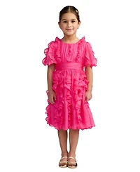 Mac Duggal Little Girls Chiffon High Neck Ruffle Dress