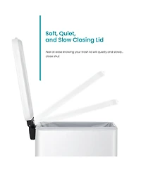 Home Zone Living 8 Gallon Slim Stainless Steel Kitchen Trash Can with Step Pedal and Soft Close Lid