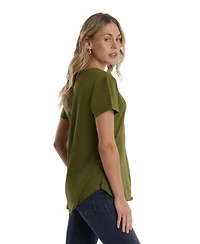 Wilt Clothing Women's V-Neck Henley Short Sleeve Tee