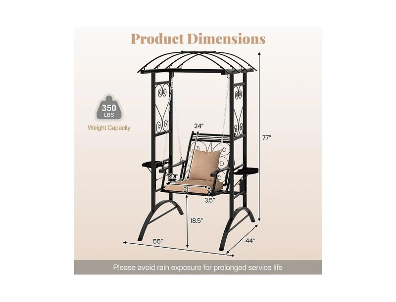Slickblue Outdoor Porch Swing with Stand and Dual Trellises