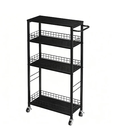Yigii 4-Tier Slim Storage Cart with Wood for Narrow Spaces - Multi-Purpose Use
