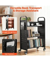 Yigii 3-Tier Rolling Book Cart, 330 lbs Capacity, Silent Casters, Easy Assembly