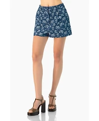 Ivonne Women's Floral Patterned Denim Shorts