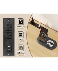 gaomon 6 Drawer Rattan Dresser with Usb Ports Plus Outlets Storage Organizer for Bedroom Living Room Dining Room