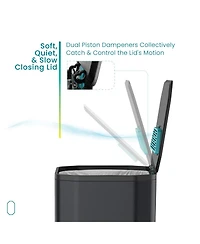 Home Zone Living 13 Gallon Slim Stainless Steel Kitchen Trash Can with CleanAura Odor Control and Soft Close Lid