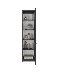 Fm Furniture Milo Modern Storage Cabinet with 5 Shelves and Glass Front, Minimalist Design