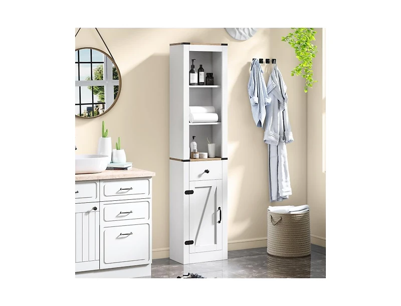 Slickblue 68 Inch Tall Bathroom Cabinet with Barn Door and Drawer