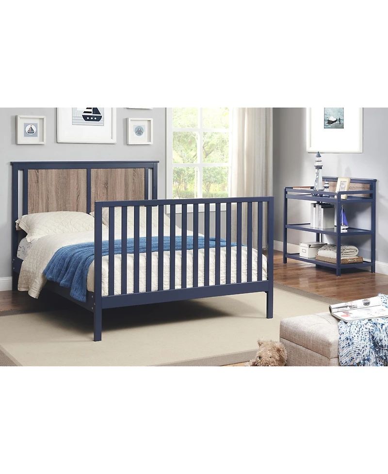 Flynama 4in1 Convertible Crib Dual Tone Finish Solid Construction Three Adjustable Mattress Heights for Baby Nursery