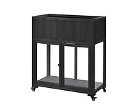 sumyeg Patio 35.4"x17.7"x37.4" Mini Wood Cold Frame 2 Doors Garden Greenhouse with Wheels,Raised Bed Liner