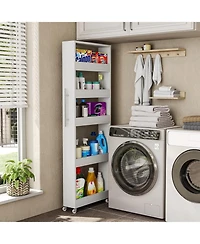 Tribesigns 5-Tier Tall Narrow Storage Cart on Wheels, 63 '' Mobile Shelf Organizer, Rolling Utility Cart for Kitchen, Dining Room, Small Spaces