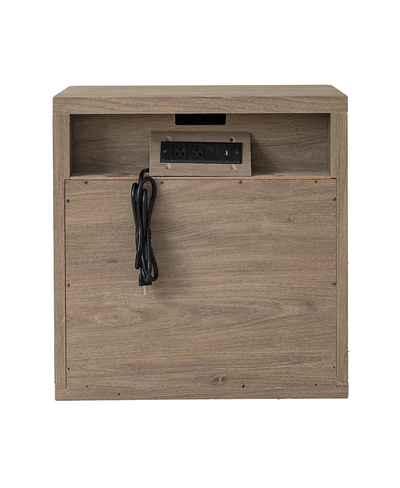 Rainsken Fluted Nightstand with Drawer Storage, Mid Century Bedside Table with Open Compartment, Wood End Table for Bedroom, Living Room