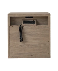 Rainsken Fluted Nightstand with Drawer Storage, Mid Century Bedside Table with Open Compartment, Wood End Table for Bedroom, Living Room