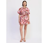 En Saison Women's Short-Sleeve Collared Mini Dress