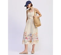 En Saison Women's Square Neck Athena Midi Dress