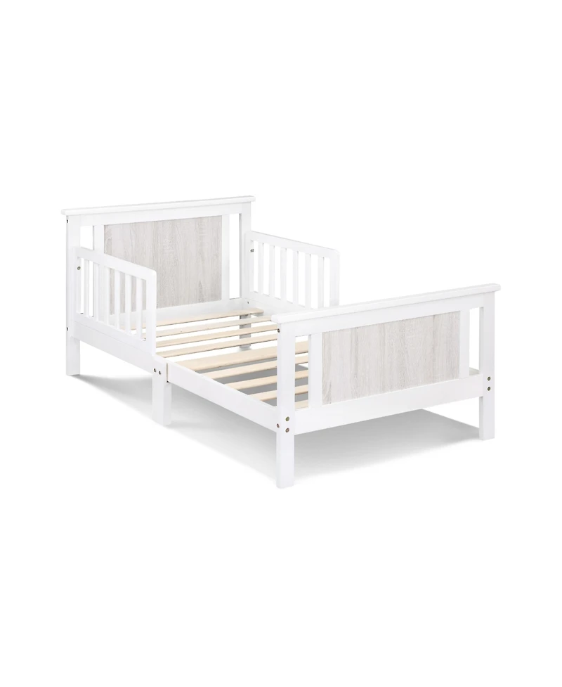 flynama Reversible Panel Toddler Bed with Dual Tone Finish and Solid Wood Construction for Kids Bedroom